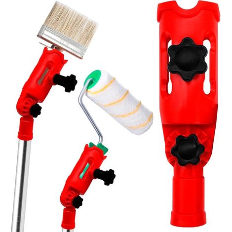 Rallonge de Rouleau de Peinture pour Plafonds Hauts, Adaptateur Multi Angle pour Perche Télescopique et Manche Télescopique, Support pour Pinceau et Rouleau Peinture Murale (1/5)