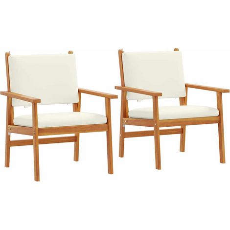 Lot de 2 Chaise de jardin,Chaise d'extérieur avec coussin Marron Bois d'acacia massif CFW4477645 (1/5)