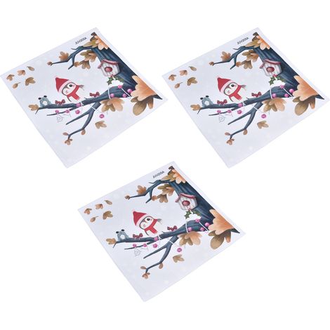Lot de 3 autocollants Chouette sur Branche d'Arbre Déco de Noël Adhésive Innovante pour Maison Commerce Magasin JUV205‑A (1/5)