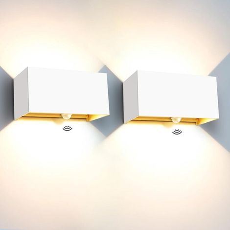 24-W-Wandleuchte mit Bewegungsmelder, einstellbarem Abstrahlwinkel, IP65, warmweißes Licht 3000K (2 Stück) (1/4)