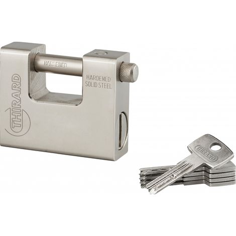 THIRARD - Cadenas à clé Thor, acier, chantier, anse acier, 84mm, 5 clés réversibles - THIRARD