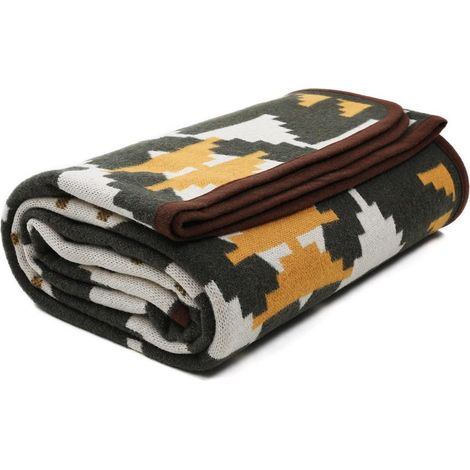 Wolldecke 200x160 cm, warme Strickdecke, Überwurf für Sofa, Bett, Camping (1/5)