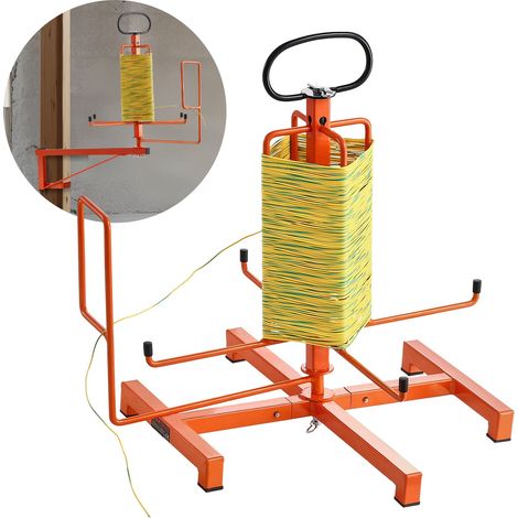 Support de Bobines de Fil, Montage au Sol ou sur Poteau, Distributeur de Bobines de Câbles, Dévidoir Portable avec Poignée, Œillet Pivotant, pour Transport des Câbles dans Diverses Conditions (1/5)