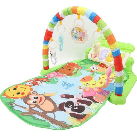 Tapis d'éveil musical pour bébé, alimenté par piles, avec piano intégré, idéal pour les nouveau-nés, les tout-petits et les nourrissons (vert). (1/5)