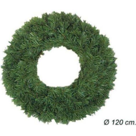 Corona pendente natalizia fantasia pino verde Ø120 cm 360 rami - addobbo di natale
