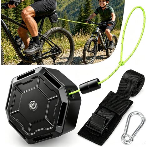 Corde de remorquage pour vélo pour enfants, 2,5 m, amortissant les chocs, attelage tandem, portable, sans enchevêtrement, capacité de charge de 130 kg, pour enfants, adultes, VTT (1/5)