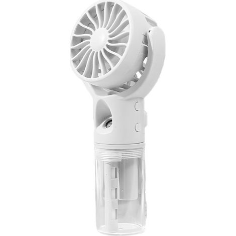 Tragbarer Handventilator mit Wassernebel，USB-wiederaufladbarer Ventilator mit 4 Geschwindigkeitsstufen，Reisen und Camping (weiß) (1/5)
