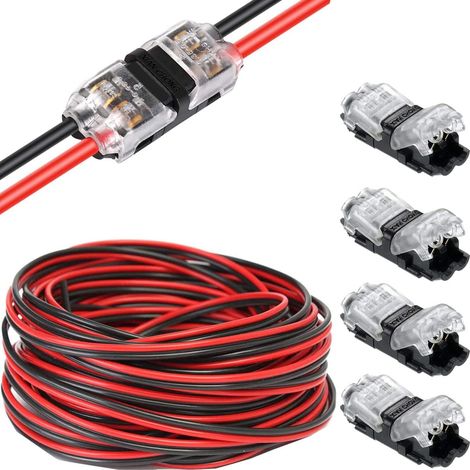 20m Câble d'extension de bande LED 2 broches Câble 12V LED DC 5V - 24V Câble D'extension d'alimentation LED 22AWG pour SMD 3528 2835 5050 5630 LED Strip+2 Voies Connecteur de Câble (1/5)