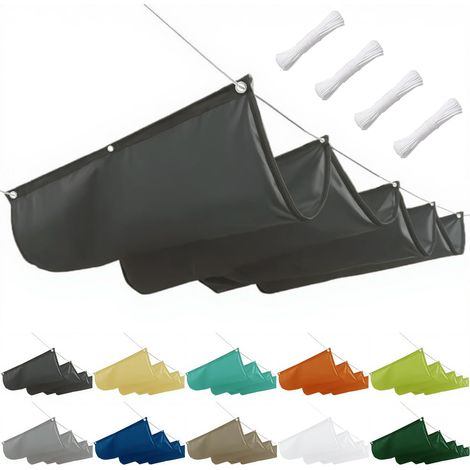 Voile d'ombrage rétractable 1x3.5m, Bâche Ombrage 95% UV, Imperméable avec œillets et Corde pour Patio Extérieur Jardin Balcons Terrasse Pergola Anthracite (1/5)