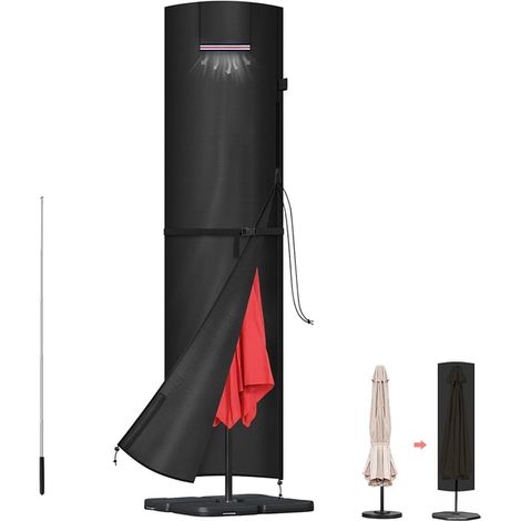 Parasol Cover Straight 3 m to 4 m, Parasol Cover with Rod, 420D Oxford Protective Waterproof Parasol Cover for Garden Umbrellas with Zip, 240 x 58/58 cm (1/4)