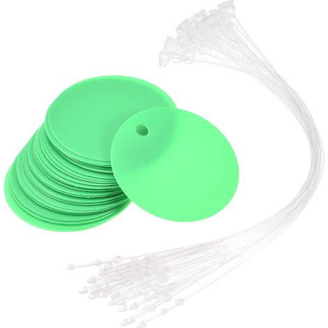 Étiquettes rondes en plastique vert (25 pièces, 2,97 cm), résistantes à la déchirure et (1/5)