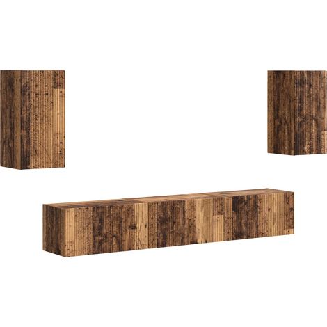 Maison Exclusive - TV-Schrankset Wandmontiert 5 pcs Altholz Holzw
