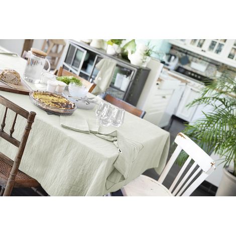 OUREA - Nappe Rectangulaire 150x250cm Gaze de Coton Vert d'Eau (1/2)