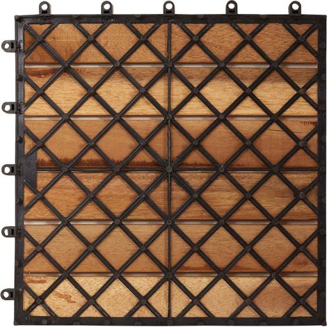 Carreau de terrasse 10 pcs Marron 30 x 30 cm Bois d'acacia (1/5)