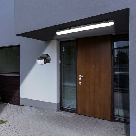 LED Deckenleuchte Feuchtraum Wannenleuchte mit Bewegungsmelder LED Röhre Garagenlampe mit Sensor, IP65, 1x LED 48W 5760Lm kaltweiß, L 150 cm