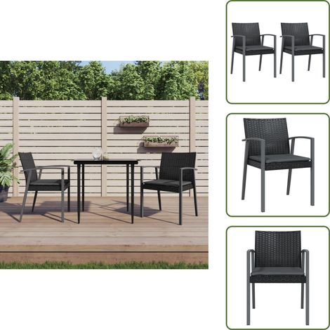 Chaises de jardin et coussins lot de 2 noir 56,5x57x83 cm rotin - Chaise De Jardin - Mobilier De Jardin - Fauteuil Extérieur - Décoration Extérieure - Résine Tressée (1/5)