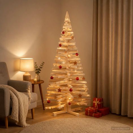 vidaXL Árbol de Navidad de madera KOTKA 150 cm Madera de Pino Maciza (1/5)