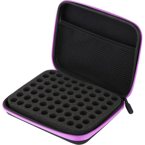 Boîte de rangement portable à 63 compartiments pour huiles essentielles d'aromathérapie (violet) (1/5)