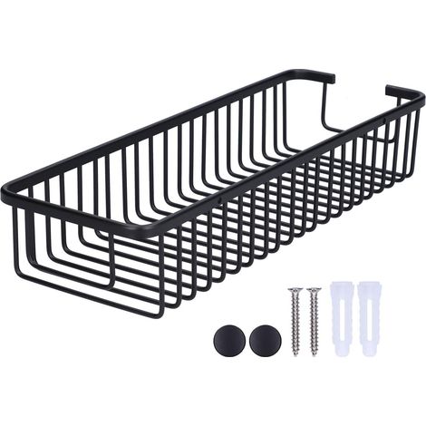 Panier de douche noir en alliage d'aluminium, organisateur de rangement de salle de bain 40 cm pour shampoing et après-shampoing (1/5)