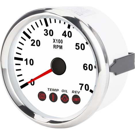 Compteur de régime 0-7000 tr/min avec alarme de panne moteur, pression d'huile et température, pour bateau, moto, camion, cadran blanc. (1/5)