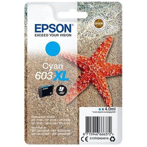 Cartouche d'encre 603 XL Cyan - Epson - Etoile de mer - Faible coût et fiabilité