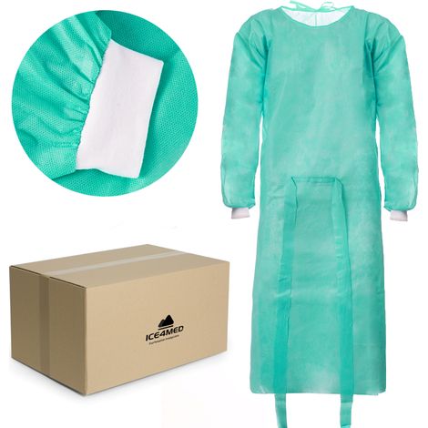 Einwegschürze, grün, Größe XL mit Bündchen (24 g/m² Vliesstoff), 100 Stück (1/5)