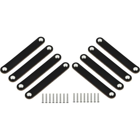 Set mit 8 Ledergriffen für Möbel, moderner Stil, für Schubladen, Aktentaschen, Koffer, Schränke, Kommoden – Schwarz