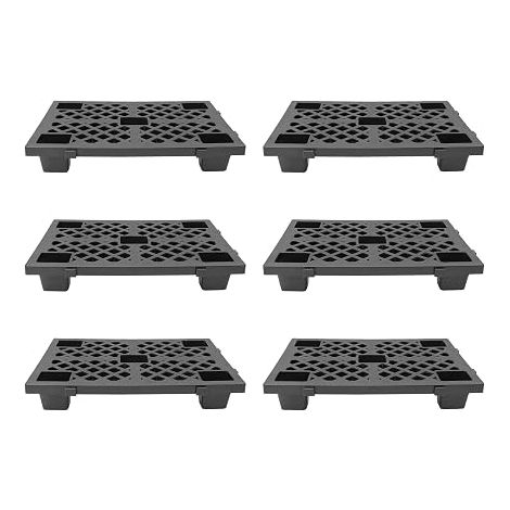 Lot de 6 palettes en plastique légères avec connexion - 60 x 40 x 10 cm
Capacité de charge de 100 kg par palette, empilables et verrouillables, surface antidérapante, pieds pour plus de stabilité (1/5)