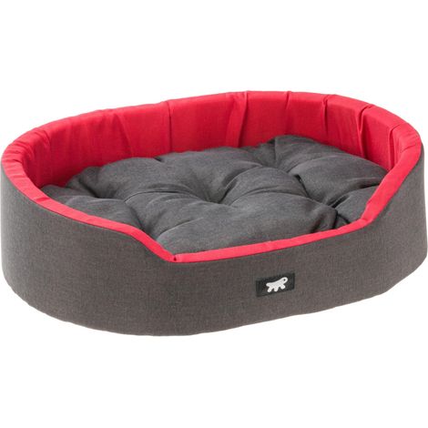 Panier Chien Dandy, Coussin Amovible et Lavable, Housse en Coton avec Rembourrage Doux, Idéale également comme Niche pour Chat, 45 x 35 x H 13 cm, Rouge