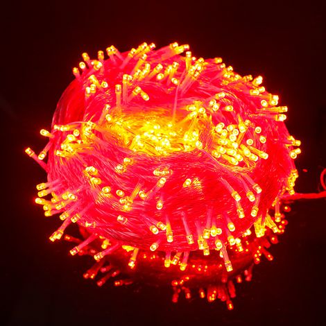 Guirlande Lumineuse 10M, 100 LED en Cuivre, Imperméable IP65, Lumière Etoilée,lumière rouge, pour Décoration Intérieure Extérieure, Jardin, Noël, Anniversaire, Mariage, Soirée [Classe énergétique A+]