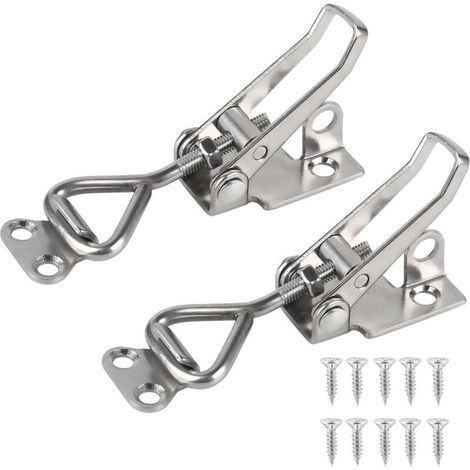 2Pcs Loquet à Bascule Acier Inox Loquet de Serrage Fermeture Capot Fermeture a Levier Capacité de Rétention 100kg 220lbs Menuisier Sauterelles Bascule Pince Réglable pour Armoire Porte