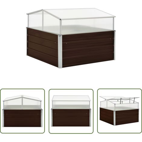 The Living Store Serre Marron 100 x 100 x 85 cm Acier galvanisé - Serre De Jardin - Abri Plante - Protection Plante - Greenhouse - Serrez Jardin (1/5)
