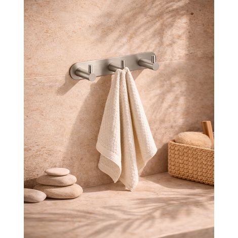 Exagonshop Appendino bagno triplo nichel spazzolato Minimal
