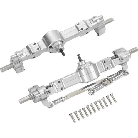 Essieux avant et arrière en alliage d'aluminium pièces de rechange 4 roues pour MN 90 99S série argent (1/5)