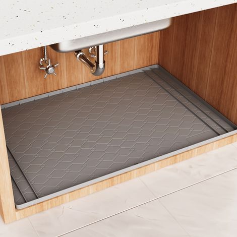 Tapis d'évier gris foncé, 71 cm x 56 cm, 1 pièce, en silicone, résistant aux taches et imperméable, pour meuble/plateau de salle de bain.