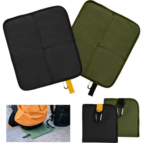 Lot de 2 coussins de siège pliables hydrofuges avec mousqueton – Coussins d'extérieur compacts et portables pour la randonnée, le camping et un usage quotidien (1/5)