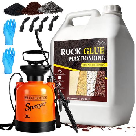 Colle de Paillis avec Pulvérisateur – 5L Colle de Gravier Longue Durée pour Aménagement Paysager Extérieur, Stabilisateur de Liant de Gravier Transparent à Séchage Rapide (1/5)