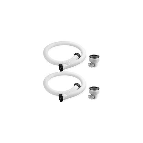 Set mit 2 Ersatzschläuchen mit Muttern, 150 cm lang, Schwimmbadpumpenschlauch, Weiß - Schwimmbadfilterpumpe, 38 mm Schlauch, Ersatz für Aufstellpoolpumpen (2 Schläuche + 2 Adapter) (1/5)