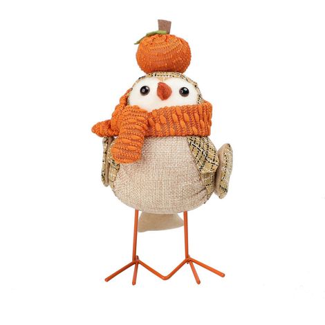 Oiseau Décoration Thanksgiving - Figurine Plumeuse Jaune - Pour Cheminée Étagère Table - 1 Pièce (1/5)