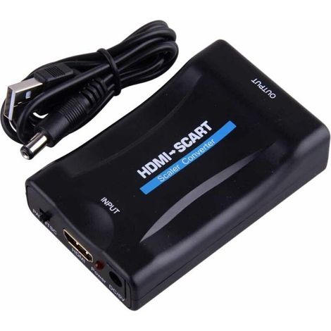 Péritel vers HDMI Adaptateur,1080p HD Convertisseur Scart vers HDMI Compatible pour NTSC PAL pour Sky HD Blu Ray PS3 TV VCR VHS, etc.-Crezuo (1/4)
