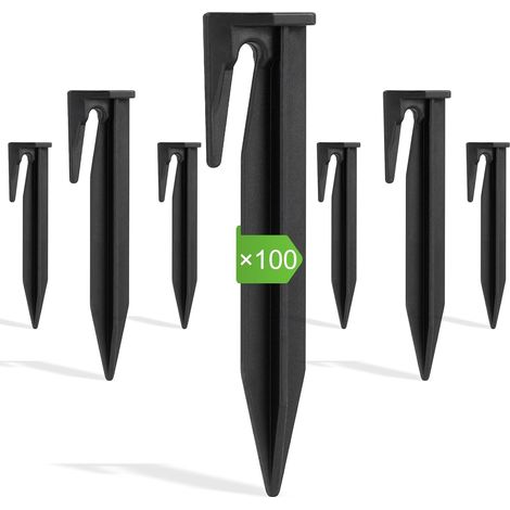 Piquets de fixation au sol pour tondeuses robotisées, 100 ancrages au sol, ancrages au sol universels pour tondeuses à gazon, crochets de fixation au sol pour tondeuses robotisées, fil périphérique, c (1/5)