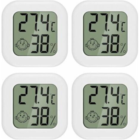 PAIRIER 4 pièces Mini LCD Thermomètre Hygromètre Interieur Termometre Maison Convient pour Les Chambres D'enfants,Les Chambres de Personnes âgées etc (1/5)