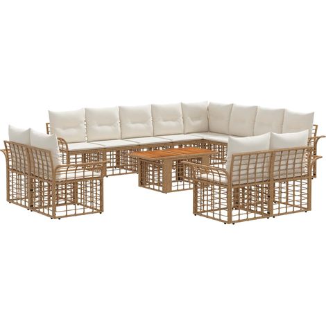 Gartensofa-set 13 stk. Natürlich und Cremweiß Poly-Rattan vidaXL (1/5)
