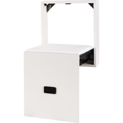 Sgabello pieghevole da parete, sedile per doccia, sedia pieghevole ultrasottile, adatto per ingresso, veranda, guardaroba, balcone, bagno (bianco)
