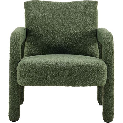 fauteuil en tissu bouclé vert kaki - Niko (1/5)