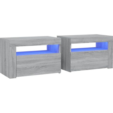 Maison Exclusive - Mesitas de noche con LED 2 unidades gris sonom