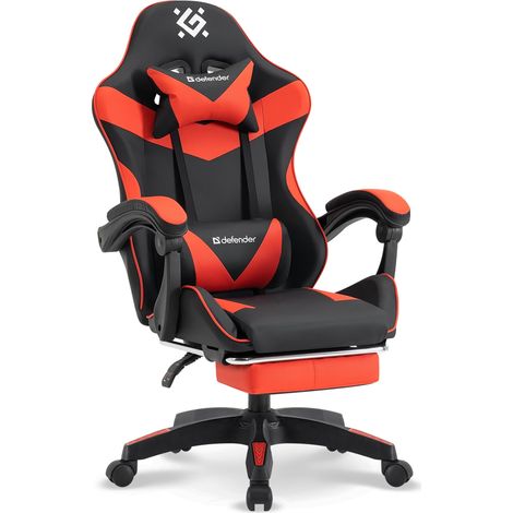 Chaise de gaming avec repose-pieds, ergonomique, en cuir synthétique, dossier réglable à 135°, hauteur réglable, jusqu'à 120 kg (1/5)