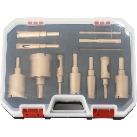 Kit de perçage EdvenA de 12 forets diamantés (6-35 mm) pour verre, marbre, granit, pierre, carrelage et céramique. (1/5)
