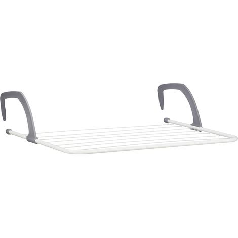 Mini stendibiancheria da balcone e interni 63 x 48 cm trasportabile finitura di design in acciaio bianco 130012479