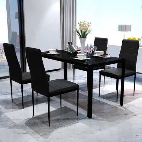 vidaXL Conjunto de mesa y sillas de comedor 5 piezas negro (1/4)